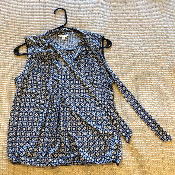 Max Studio small blue pattern sleeveless blouse - Picture 1 of 8